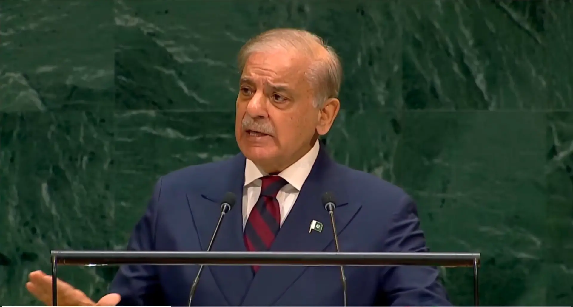 Pakistan PM Shehbaz Sharif during his speech at UN General Assembly | Photo: X/@TheQuietSensei