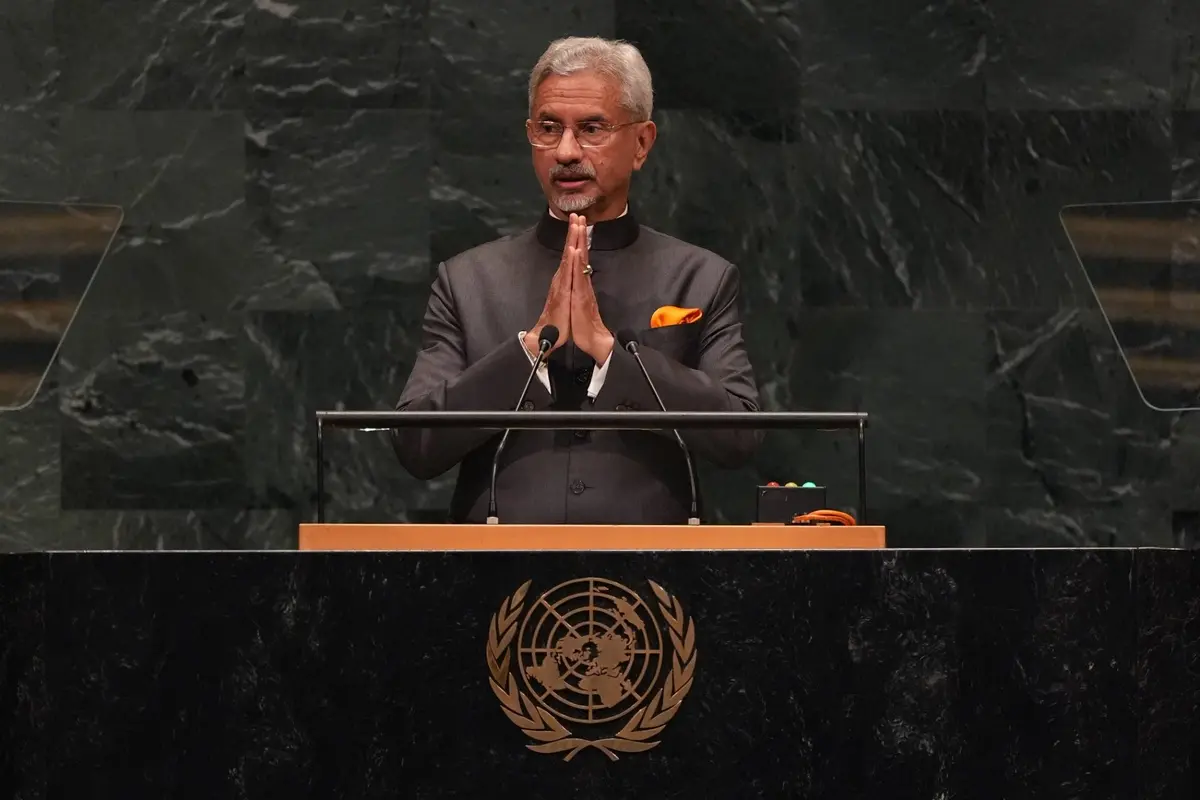 Foreign Minister Subrahmanyam Jaishankar speaks during the 81st session of the United Nations General Assembly at United Nations headquarters, Saturday, Sept. 26, 2026. (AP Photo/Heather Khalifa)