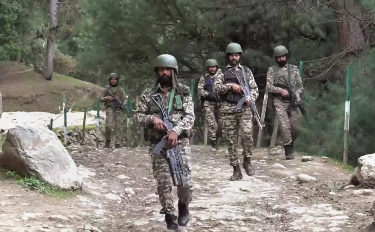 Security personnel during a search operation following a terror attack at Pahalgam | Photo: PTI