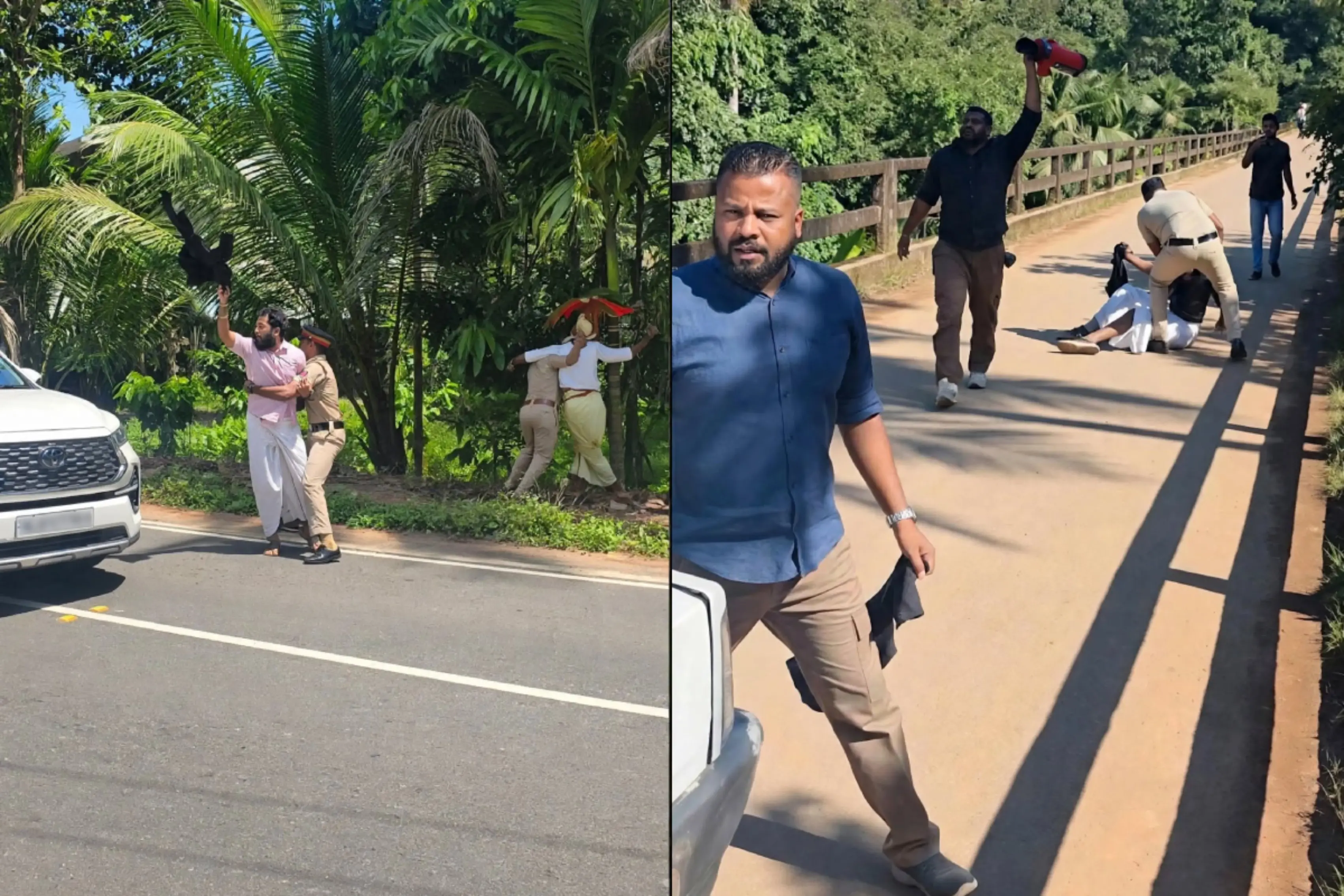 Black-flag protests against the convoys of Priyanka Gandhi and Ramesh Chennithala