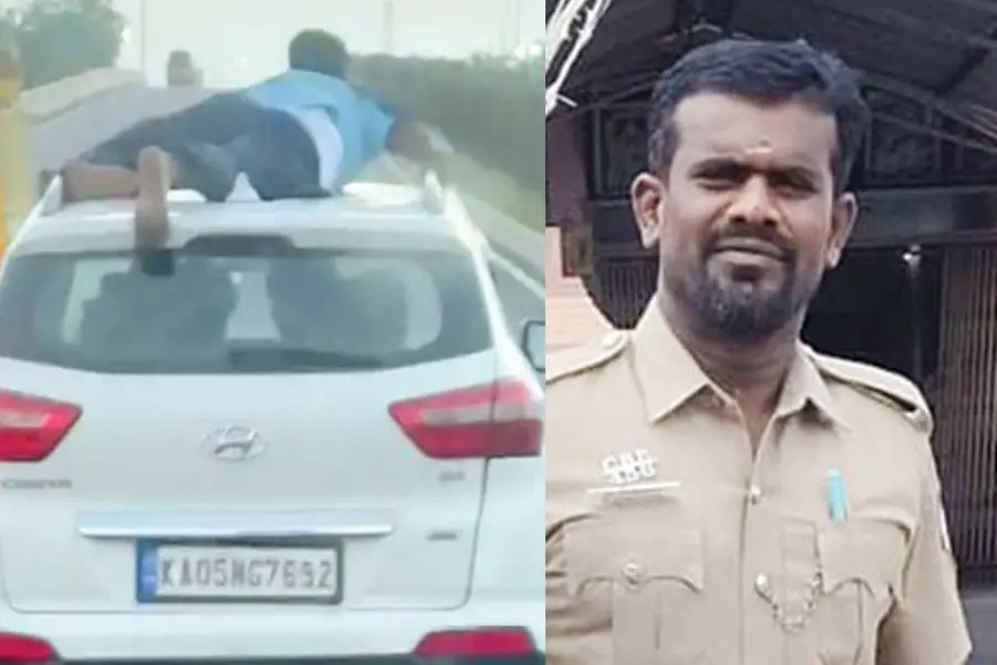 ഹീറോയായി ഹെഡ്കോൺസ്റ്റബിൾ; പുകയില കടത്ത് തടയാൻ കാറിന്റെ മുകളിൽ തൂങ്ങിക്കിടന്നത് 40 കിലോമീറ്റർ