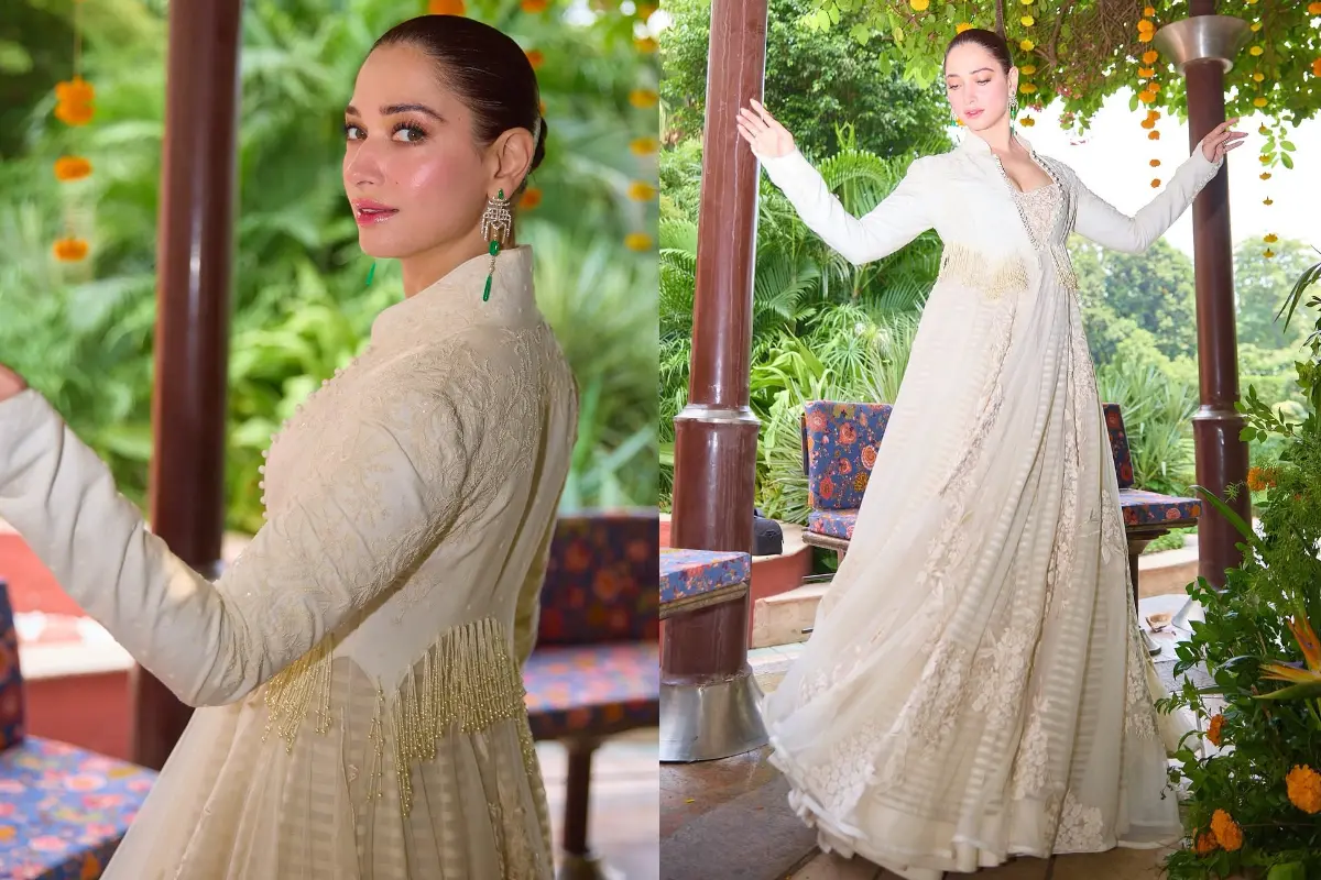 Tamannaah Bhatia makes a case for ivory festive dressing in a Rohit Bal Anarkali Photo | Instagram/tamannaahspeaks