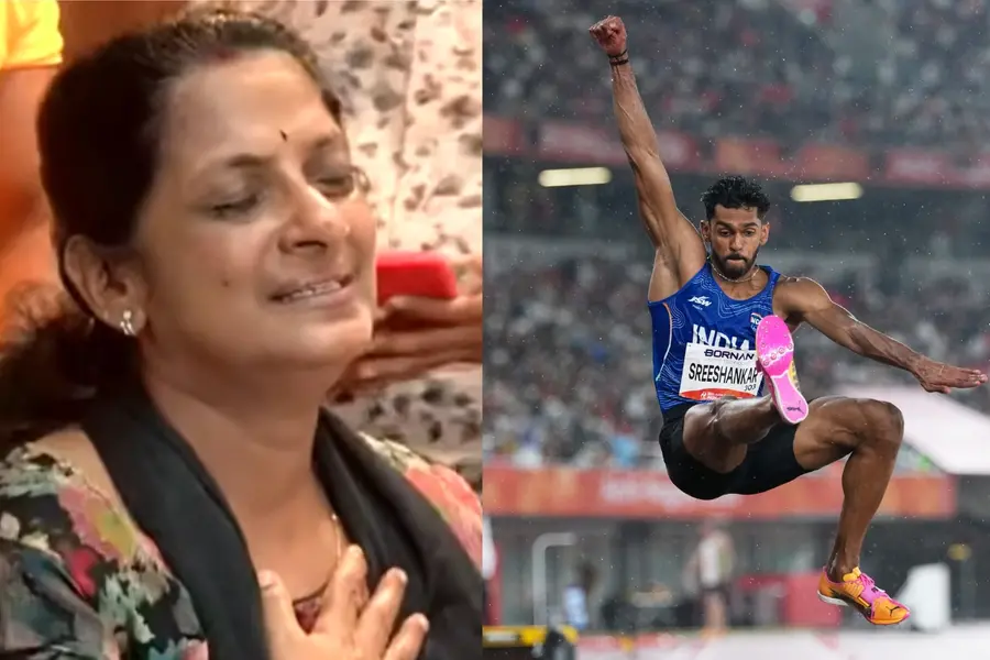 Murali Sreeshankar's mother K. S. Bijimol- India's Murali Sreeshankar competes in the men's long jump final at the Asian Games