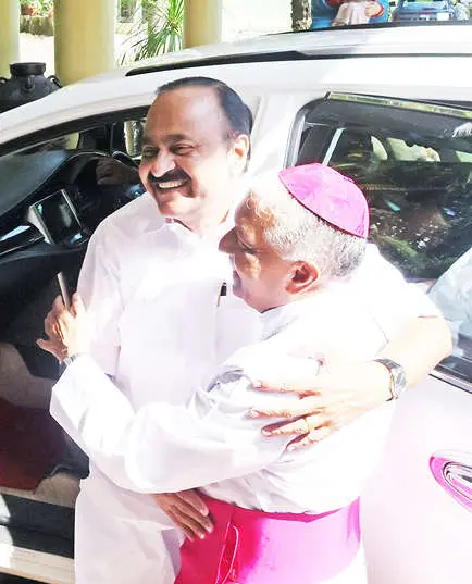 V D Satheesan with Bishop Alex Vadakumthala