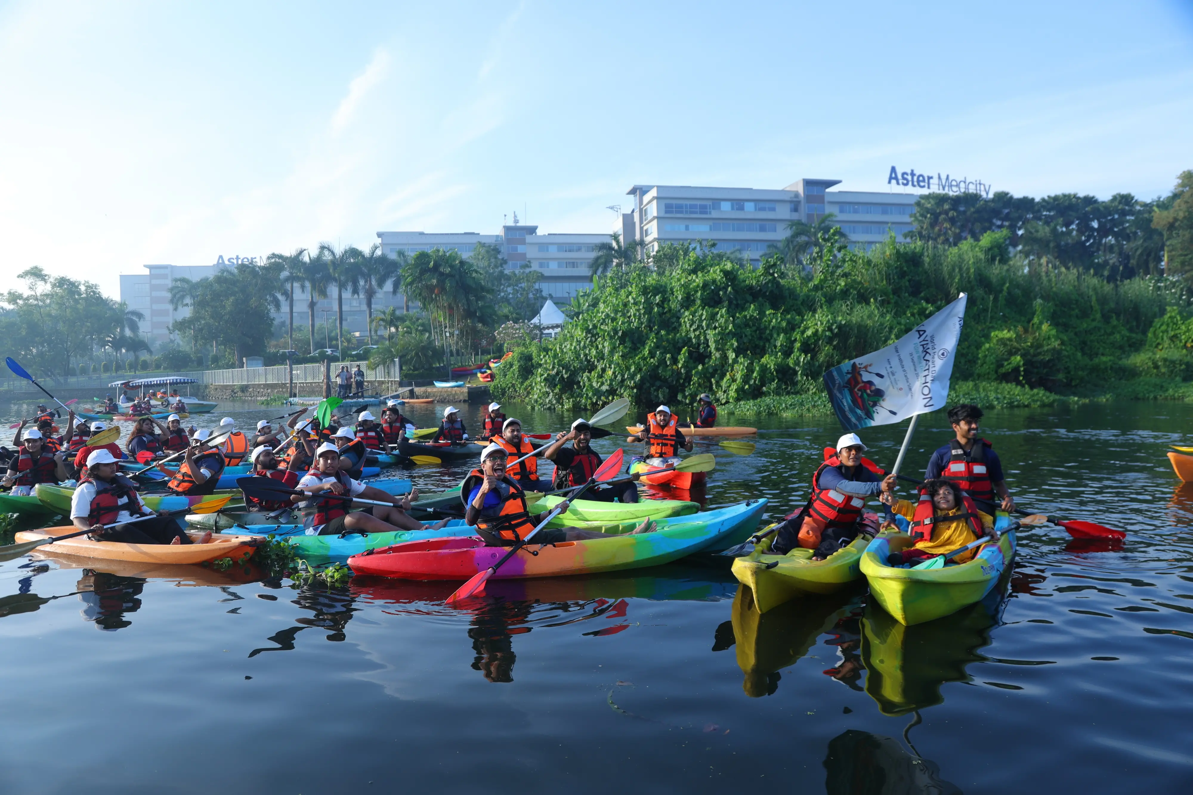 Aster Medcity marked World Heart Day with a Kayakathon in Kochi, with around 200 participants
