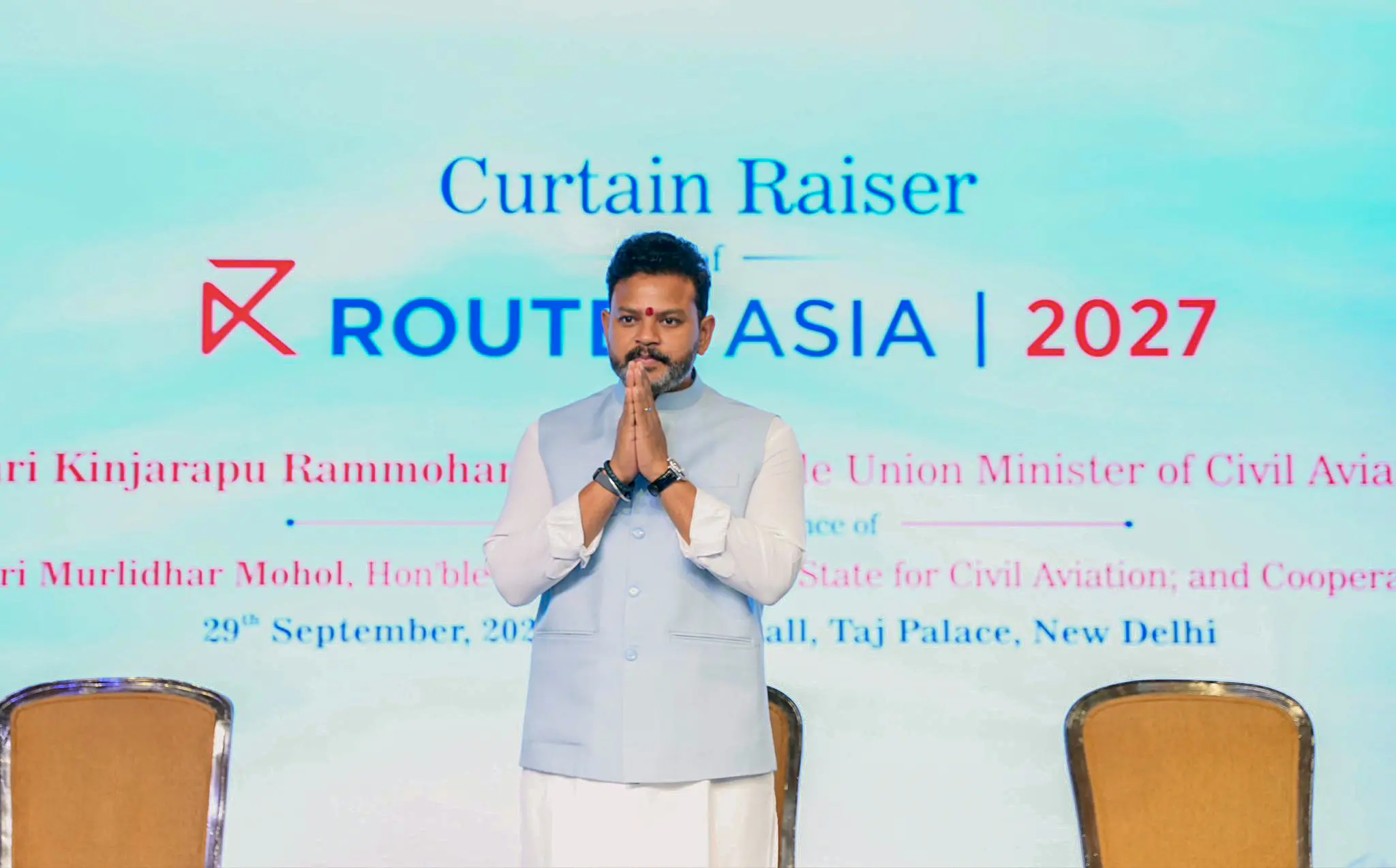 'റൂട്ട്സ് ഏഷ്യ 2027'-ന്റെ പ്രഖ്യാപന ചടങ്ങിൽ കേന്ദ്ര സിവിൽ ഏവിയേഷൻ മന്ത്രി രാം മോഹൻ നായിഡു | PHOTO: REUTERS