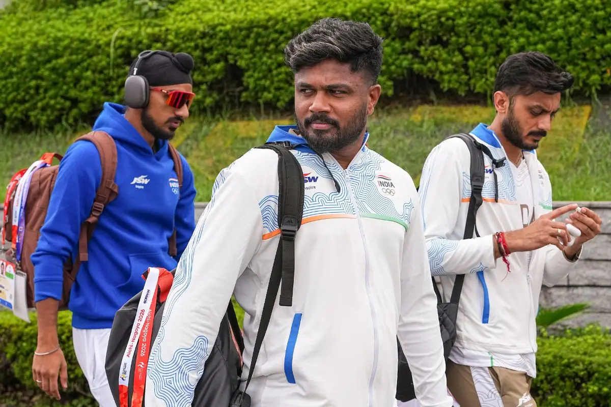 India's Axar Patel, Sanju Samson and Arshdeep Singh arrive ahead of the men's cricket Quarterfinal 2 between India and Afghanistan at the 20th Asian Games, at Korogi Athletic Park in Nagoya, Aichi Prefecture, Japan. | Photo: PTI