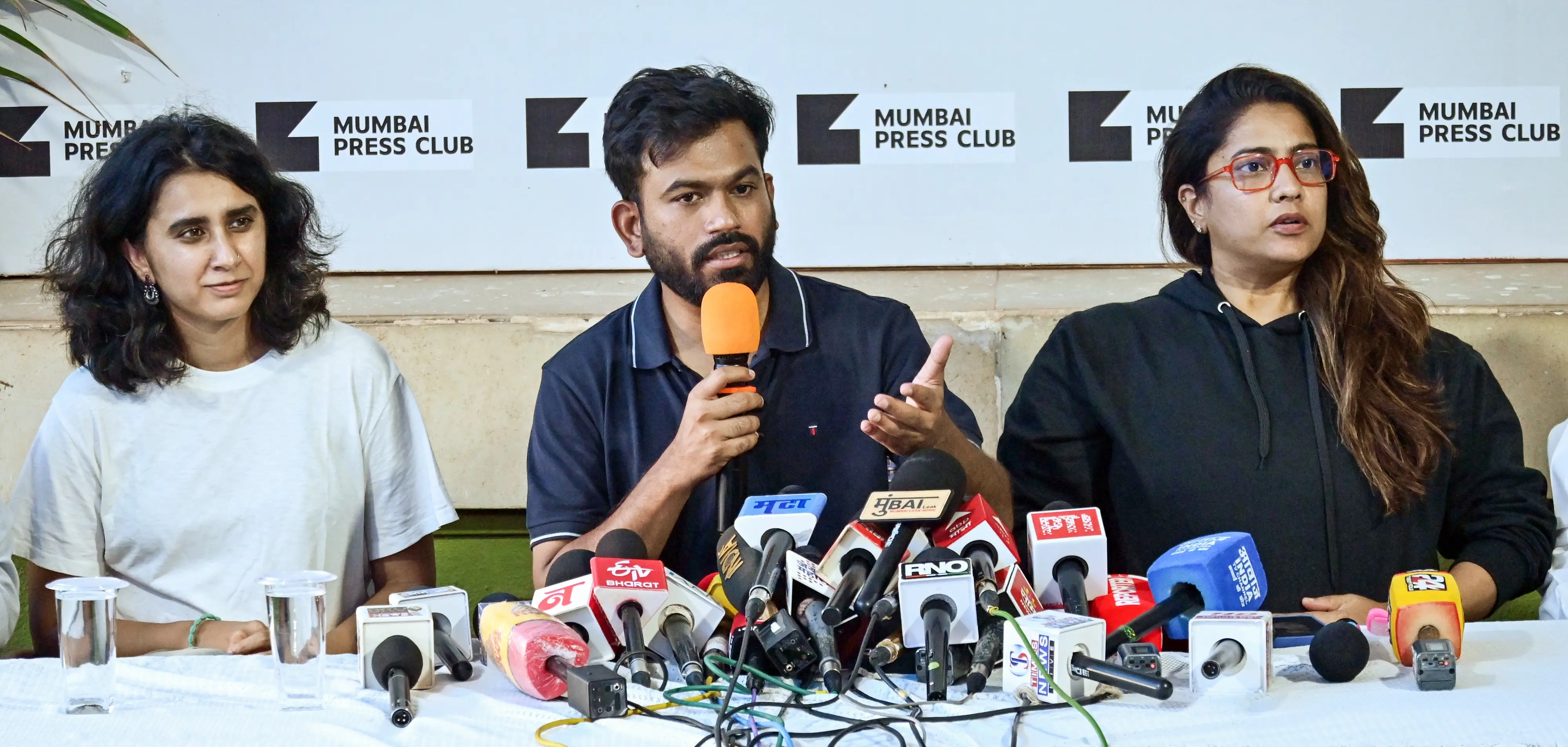 Cockroach Janta Party Founder Abhijeet Dipke addresses a press conference at the Press Club, in Mumbai.| Photo: PTI