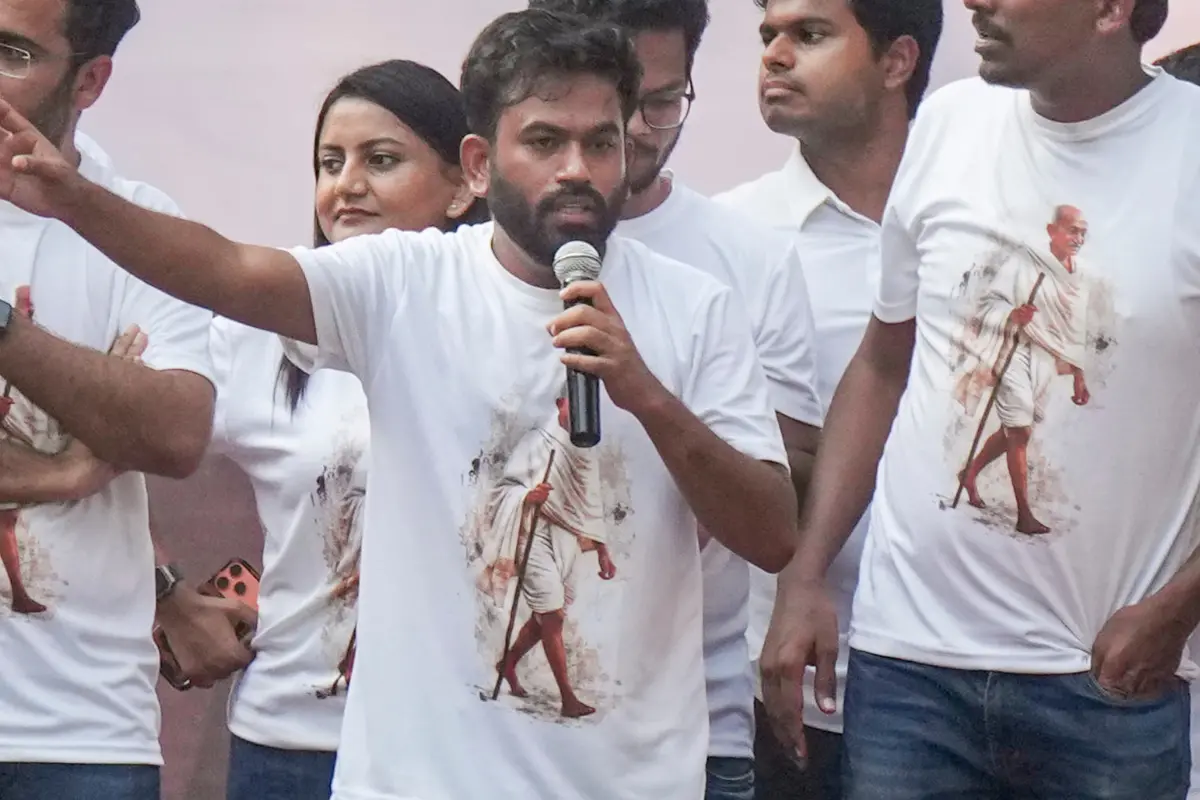 CJP leader Abhijeet Dipke at the Mumbai protest against CEC Gyanesh Kumar | Photo: PTI