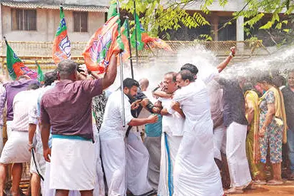 ഗെയിംസ് വേദിയിലേക്ക് ബി.ജെ.പി. മാർച്ച്