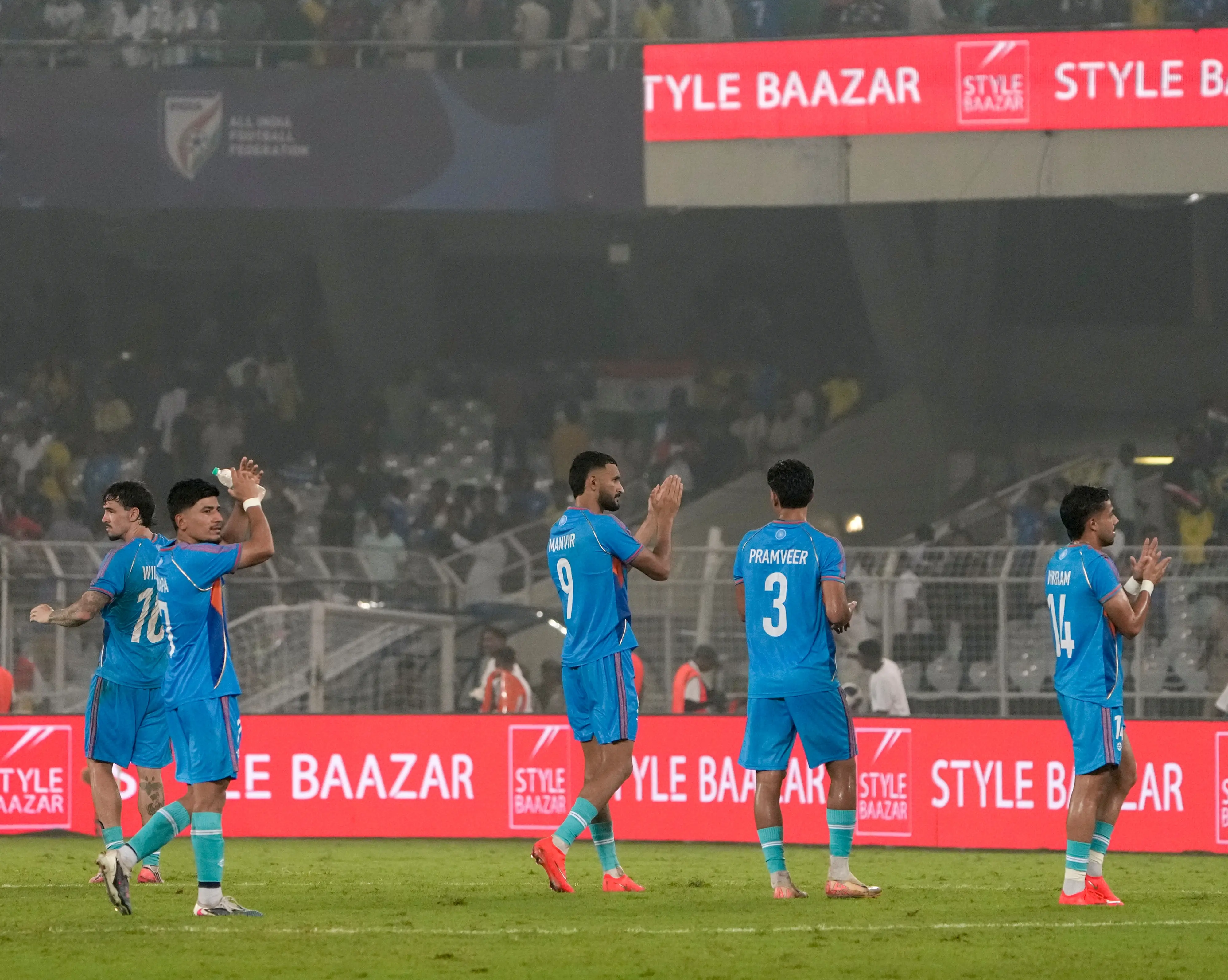 File photo | India's players applause the spectators after losing an International friendly Football match between India and Brazil, in Kolkata, Saturday, Oct. 3, 2026