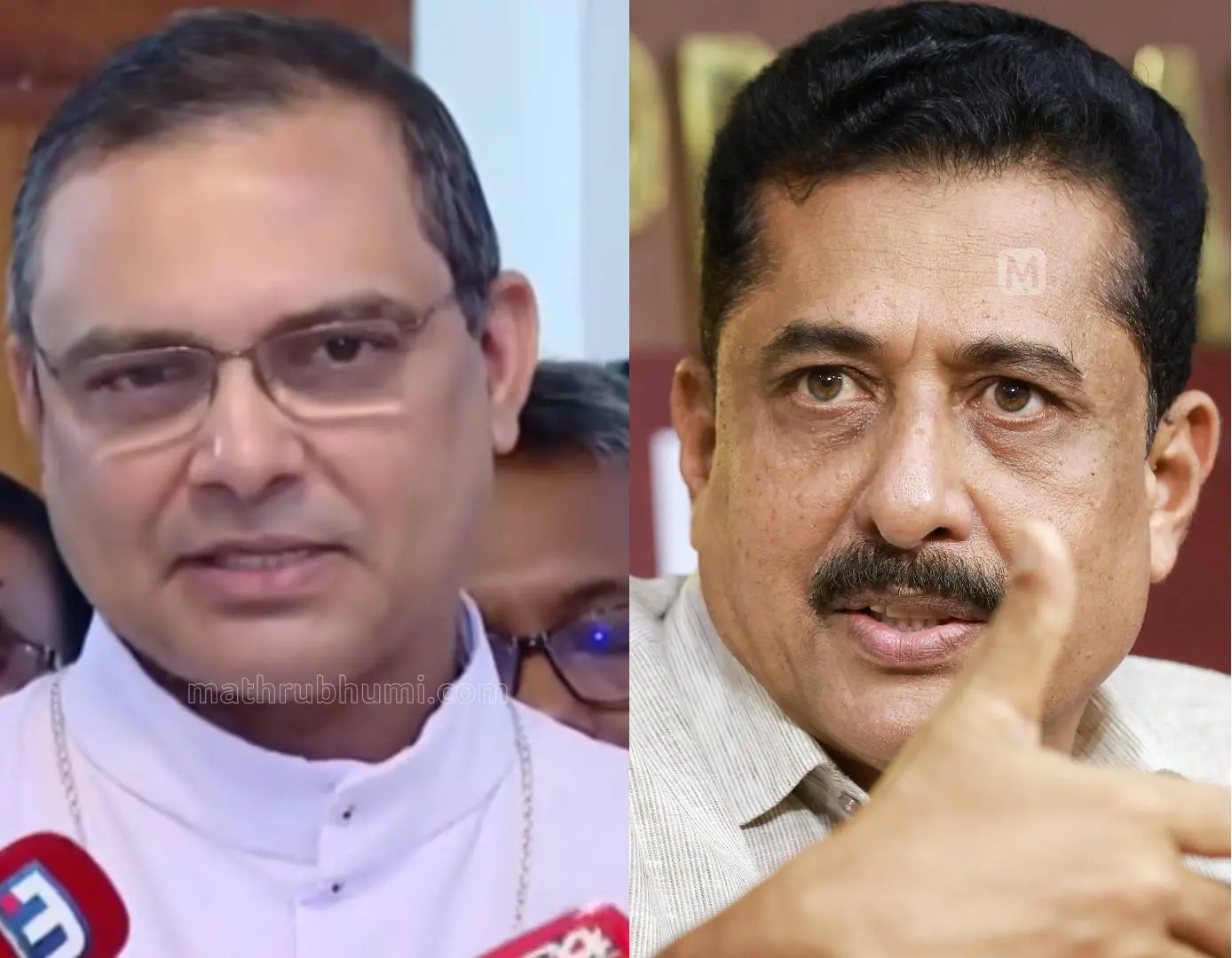 ചങ്ങനാശ്ശേരി ആർച്ച് ബിഷപ്പ് മാർ തോമസ് തറയിൽ, മന്ത്രി എൻ. ഷംസുദ്ദീൻ | Image: mathrubhumi news screengrab, mathrubhumi