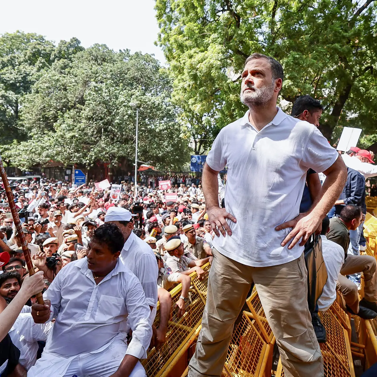 പ്രതിഷേധത്തിനിടെ രാഹുല് |ഫോട്ടോ:ANI