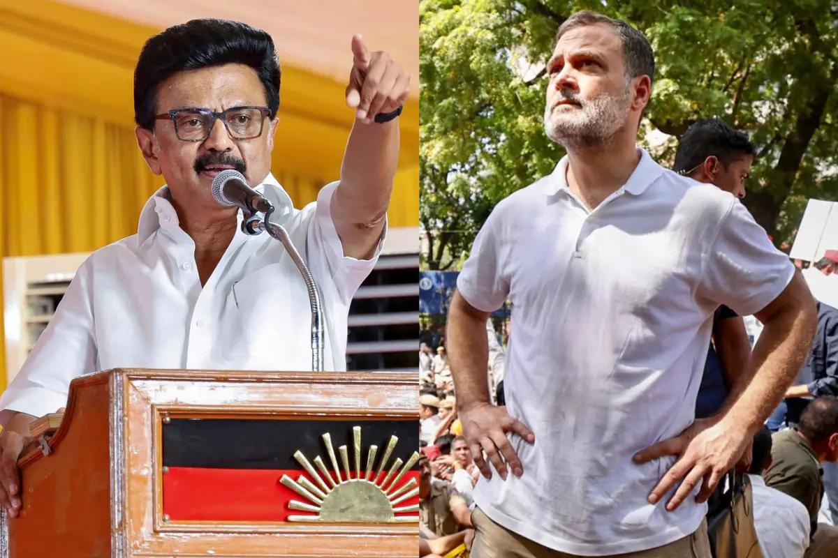 DMK President MK Stalin (left), Lok Sabha LoP Rahul Gandhi | Photo: PTI