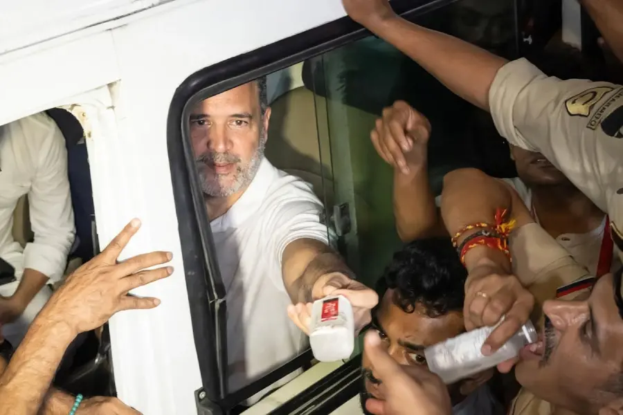 Viral video shows Rahul Gandhi offering water to police after detention