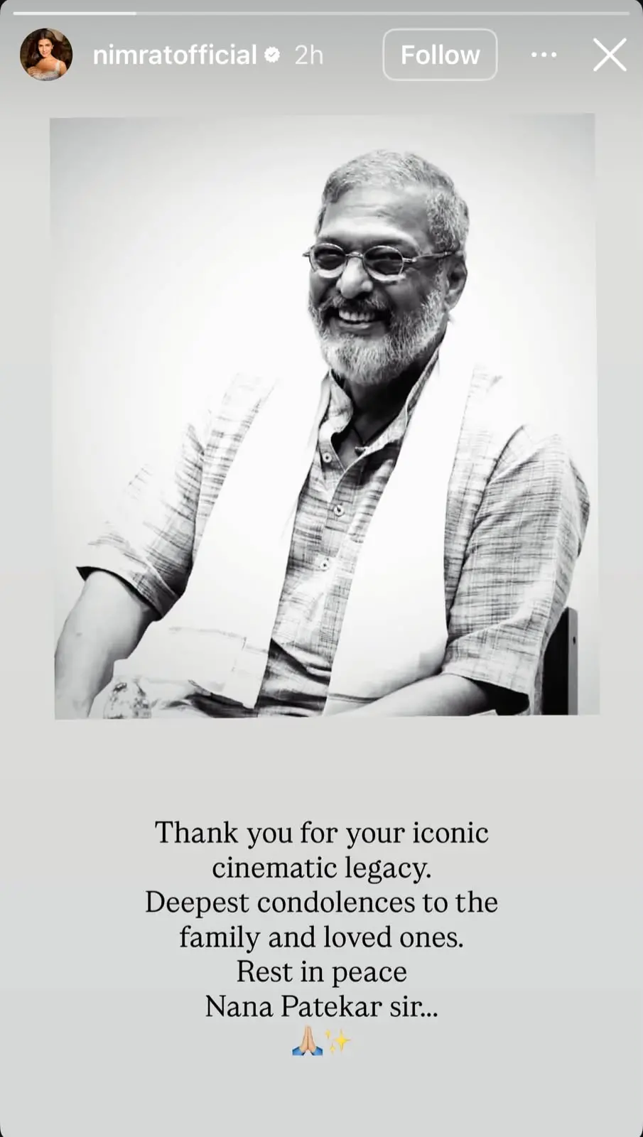 Nana Patekar dies at 75. Photo | X