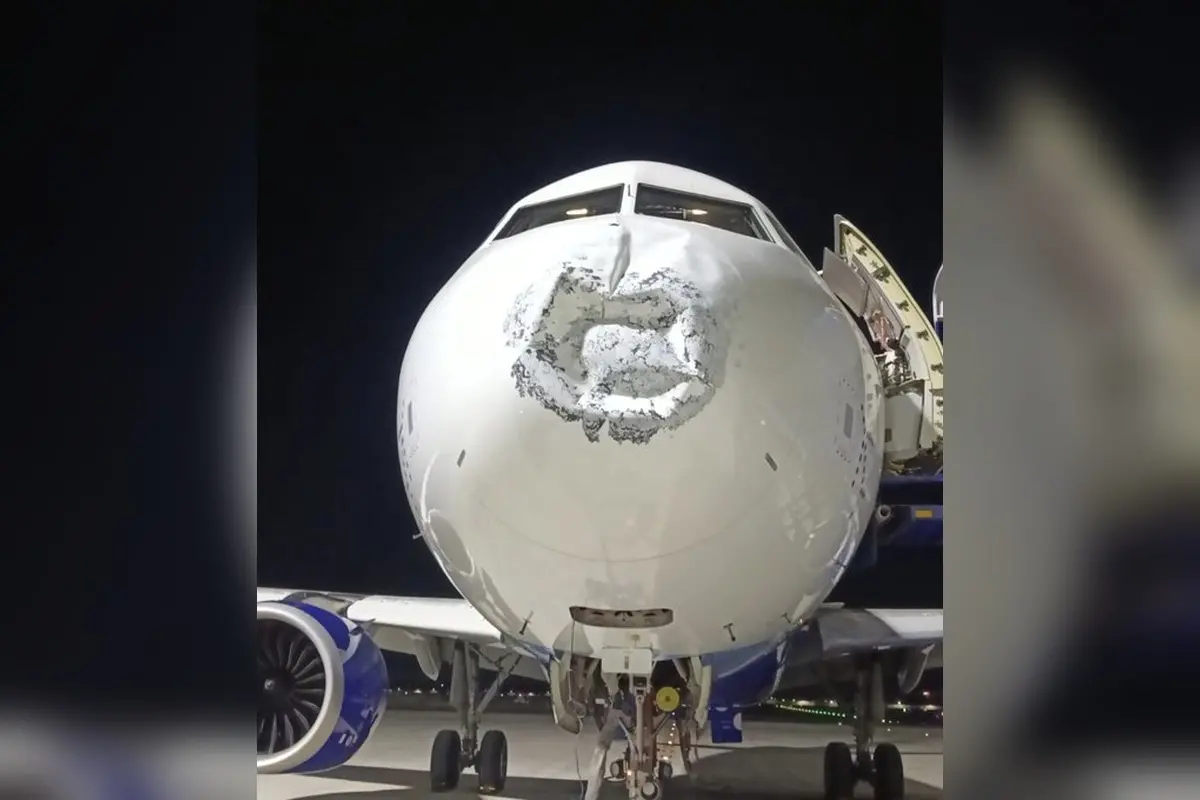 The nose of an IndiGo aircraft was damaged after the Patna-Lucknow flight encountered lightning and a hailstorm.