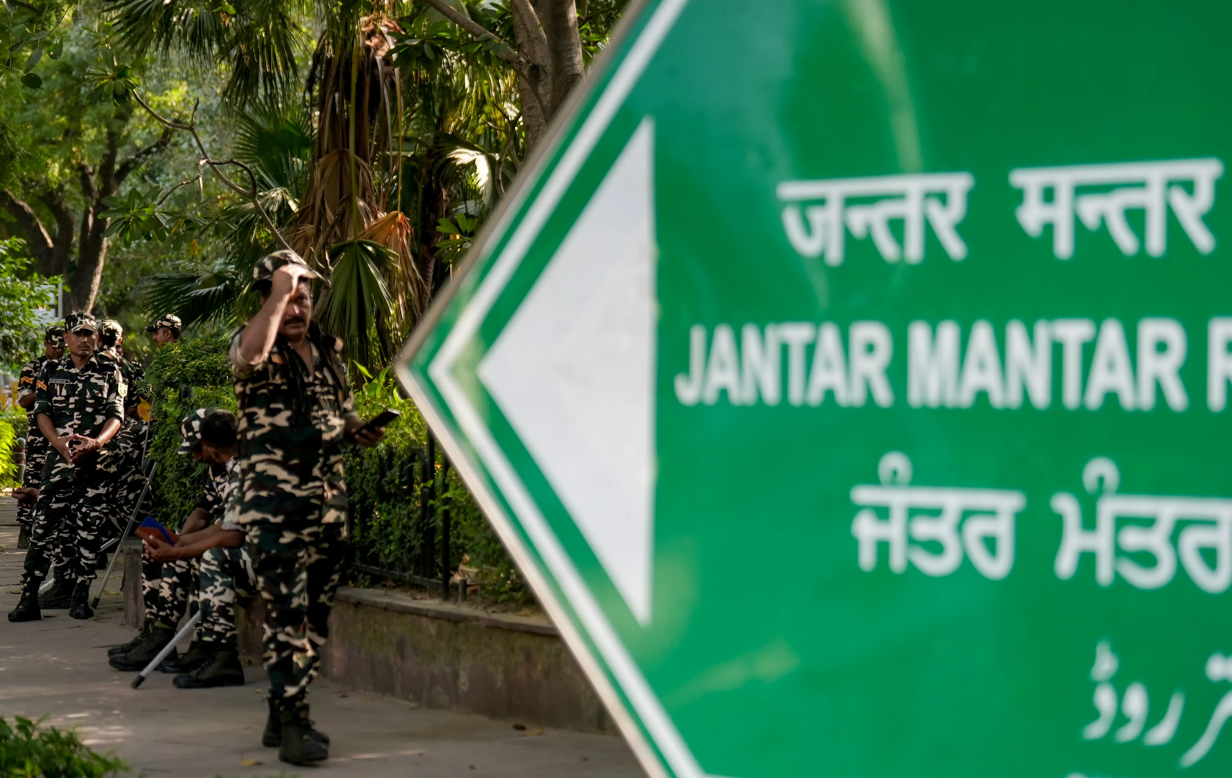 ജന്തർ മന്ദറിന് സമീപത്തെ സുരക്ഷാവിന്യാസം | Photo: PTI