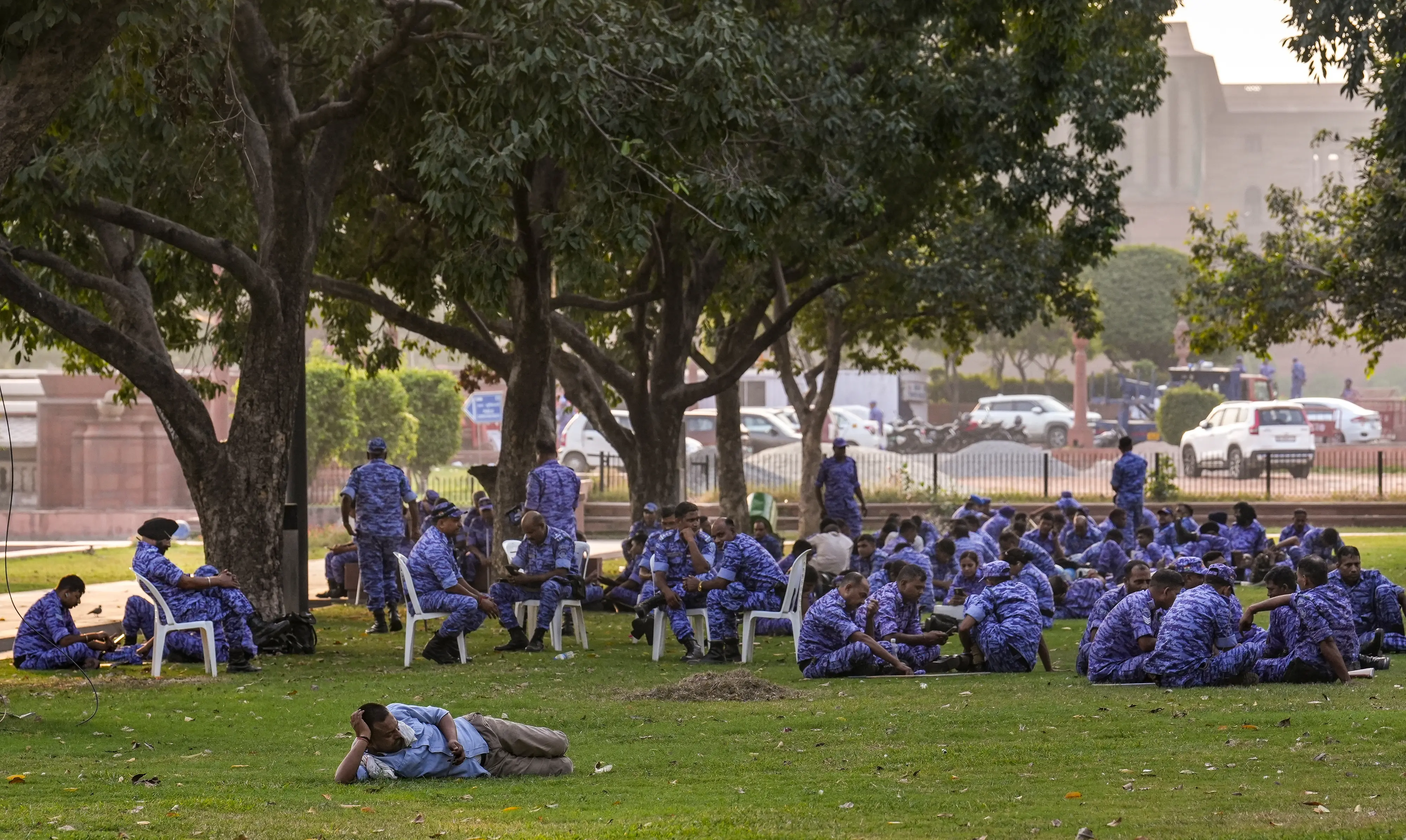 Security personnel at Kartavya Path ahead of a proposed protest call by the Cockroach Janta Party (CJP), in New Delhi | PTI