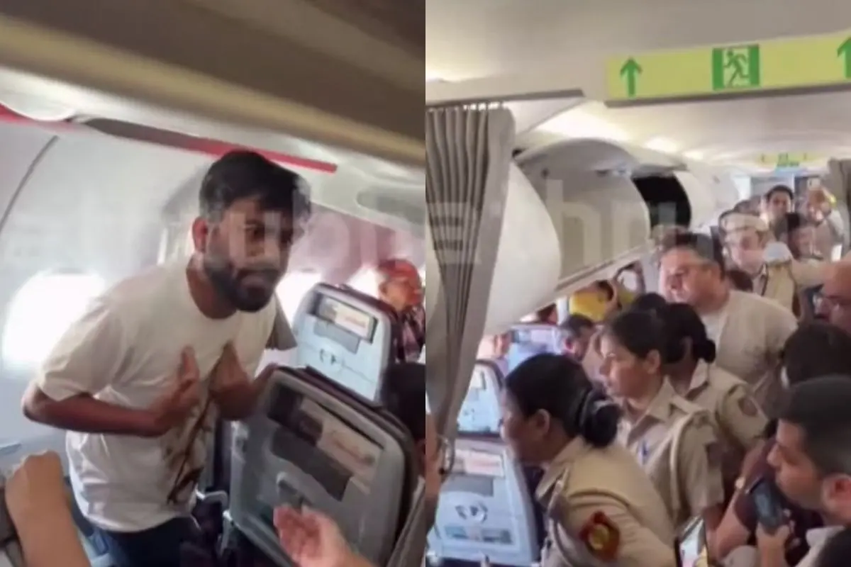 Visuals of CJP leader Abhijeet Dipke from inside the flight (Screengrab: MBI)