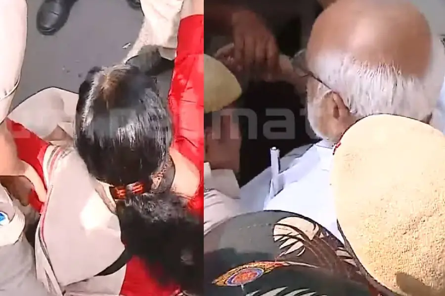 സി.ജെ.പി. പ്രതിഷേധം; സി.പി.എം. നേതാക്കളെ വലിച്ചിഴച്ചു, എം.എ.ബേബി, പിണറായി അടക്കമുള്ളവർ കസ്റ്റഡിയിൽ