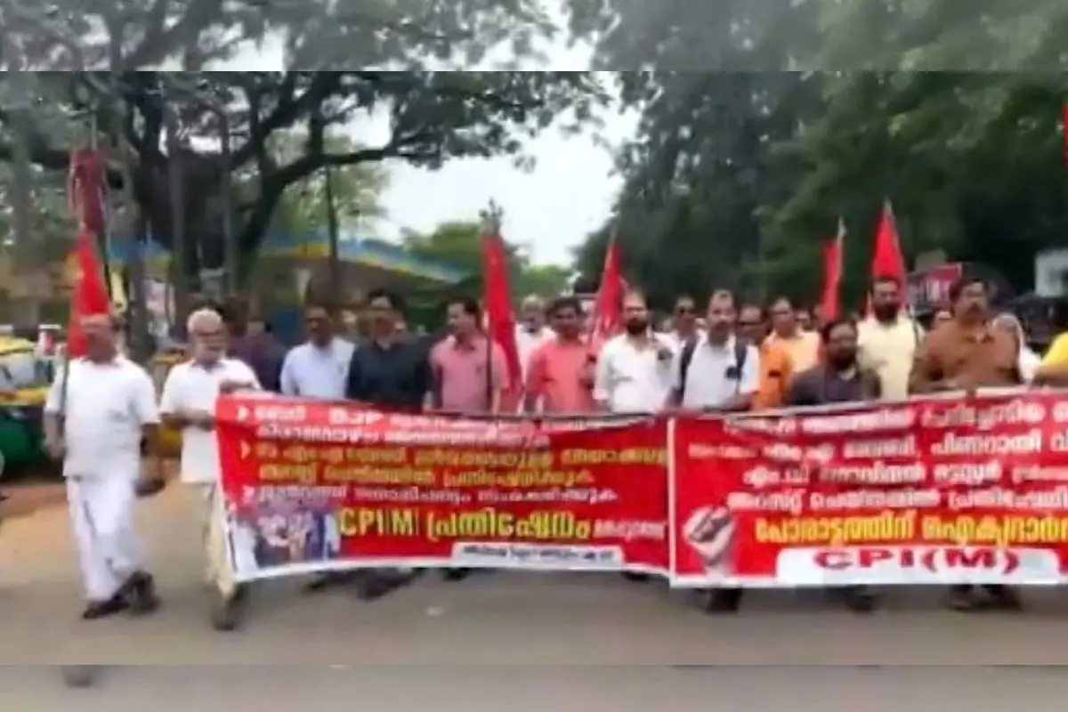 CPM protest in Malappuram. | Screengrab/PTI video