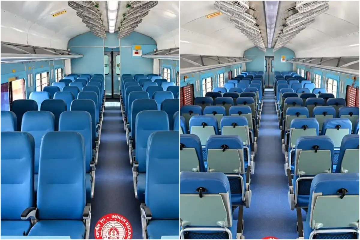 ജനശതാബ്ദിയിലെ പുതിയ സീറ്റുകൾ | Photo: Facebook/ Thiruvananthapuram Division, Southern Railway