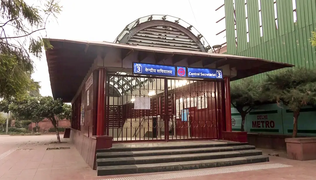 A view of the closed Central Secretariat Metro Station as a precautionary security measure in view of a protest called by CJP