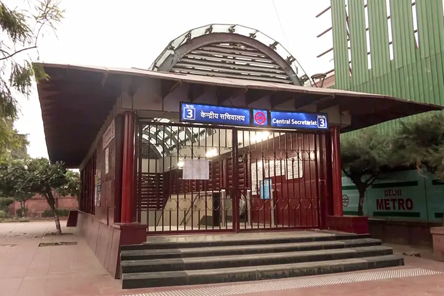 A view of the closed Central Secretariat Metro Station as a precautionary security measure in view of a protest called by CJP