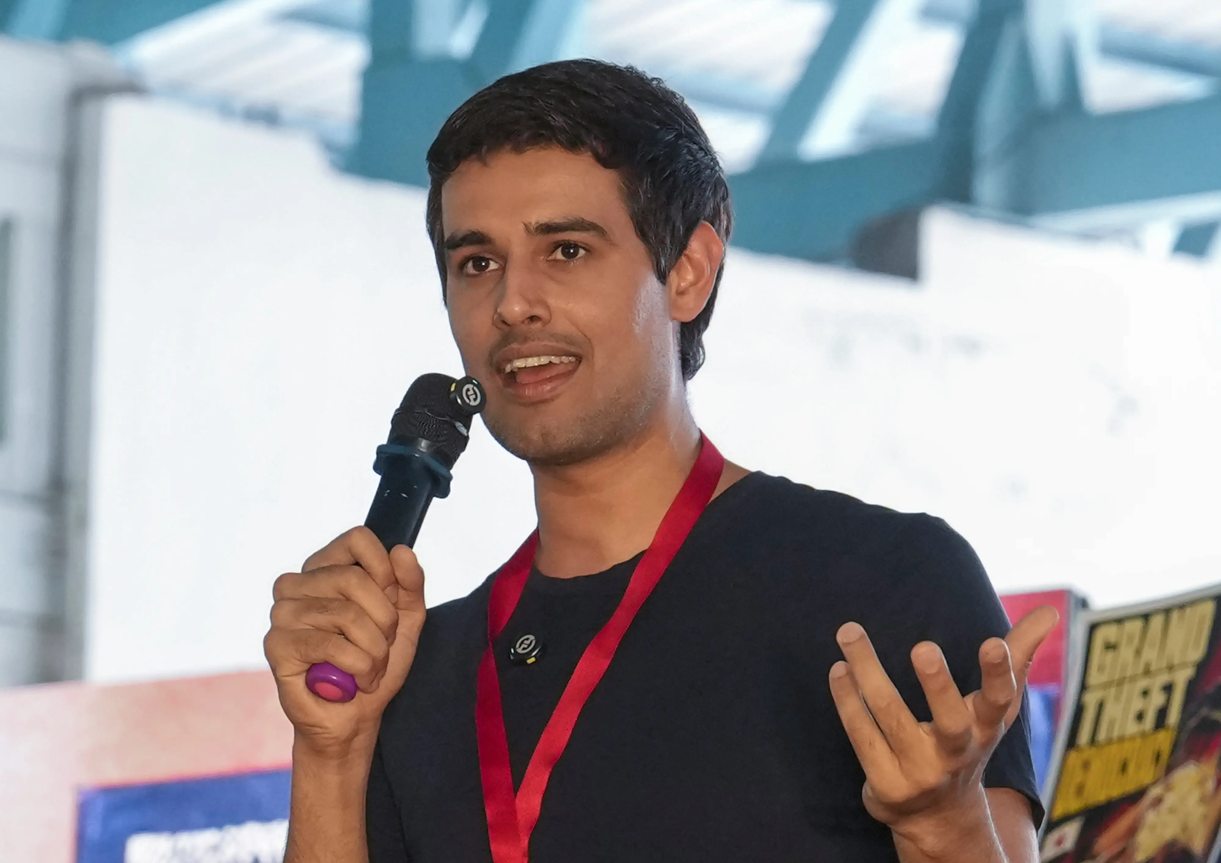 YouTuber Dhruv Rathee during the 'people's tribunal' protest, organised by various civil society groups against the Special Intensive Revision (SIR) of electoral rolls, at Freedom Park in Bengaluru.| Photo: PTI