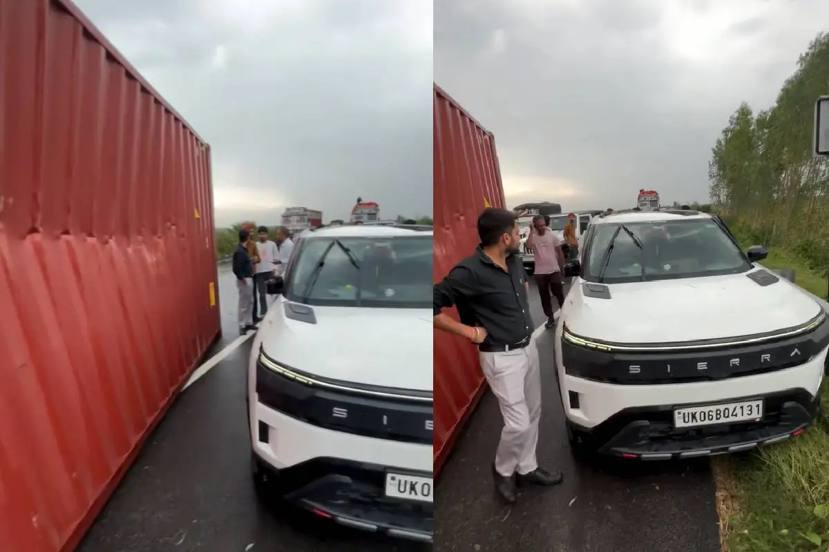 സിയേറയ്ക്ക് മുകളില് കണ്ടെയ്നര് വീണുണ്ടായ അപകടം | Photo: Instagram/editerup20