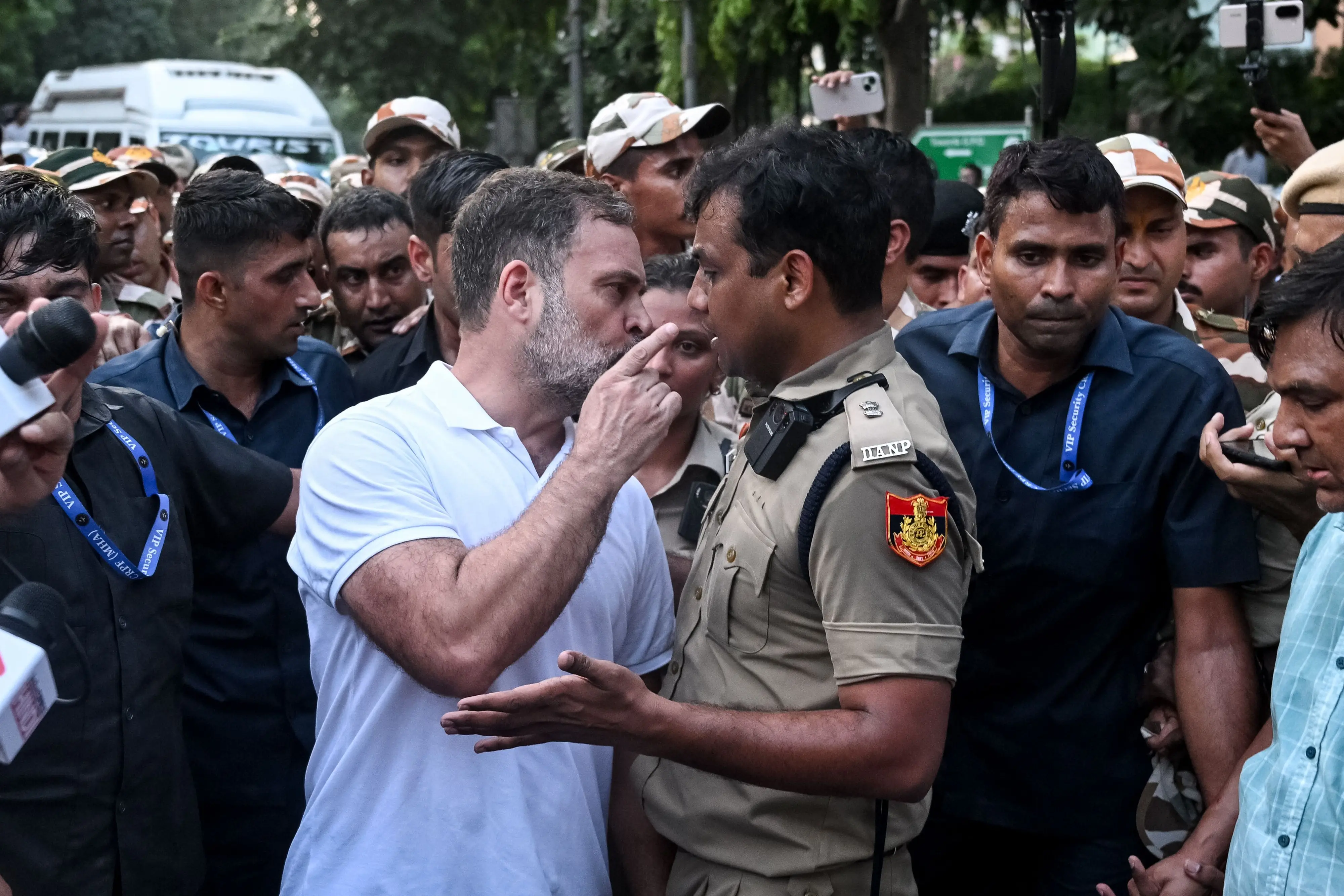 ഒക്ടോബർ 7-ന് 'ഇന്ത്യ' (INDIA) സഖ്യം നടത്തിയ സമരത്തിനിടെ, ഇന്ത്യയിലെ പ്രതിപക്ഷ നേതാവ് രാഹുൽ ഗാന്ധി |AFP