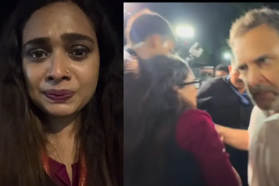 രാഹുൽ തള്ളിയിട്ടു, കാൽമുട്ടും വയറും നിലത്തടിച്ച് വീണു; ആരോപണവുമായി ഗർഭിണിയായ മാധ്യമപ്രവർത്തക, നിഷേധിച്ച് കോൺഗ്രസ്