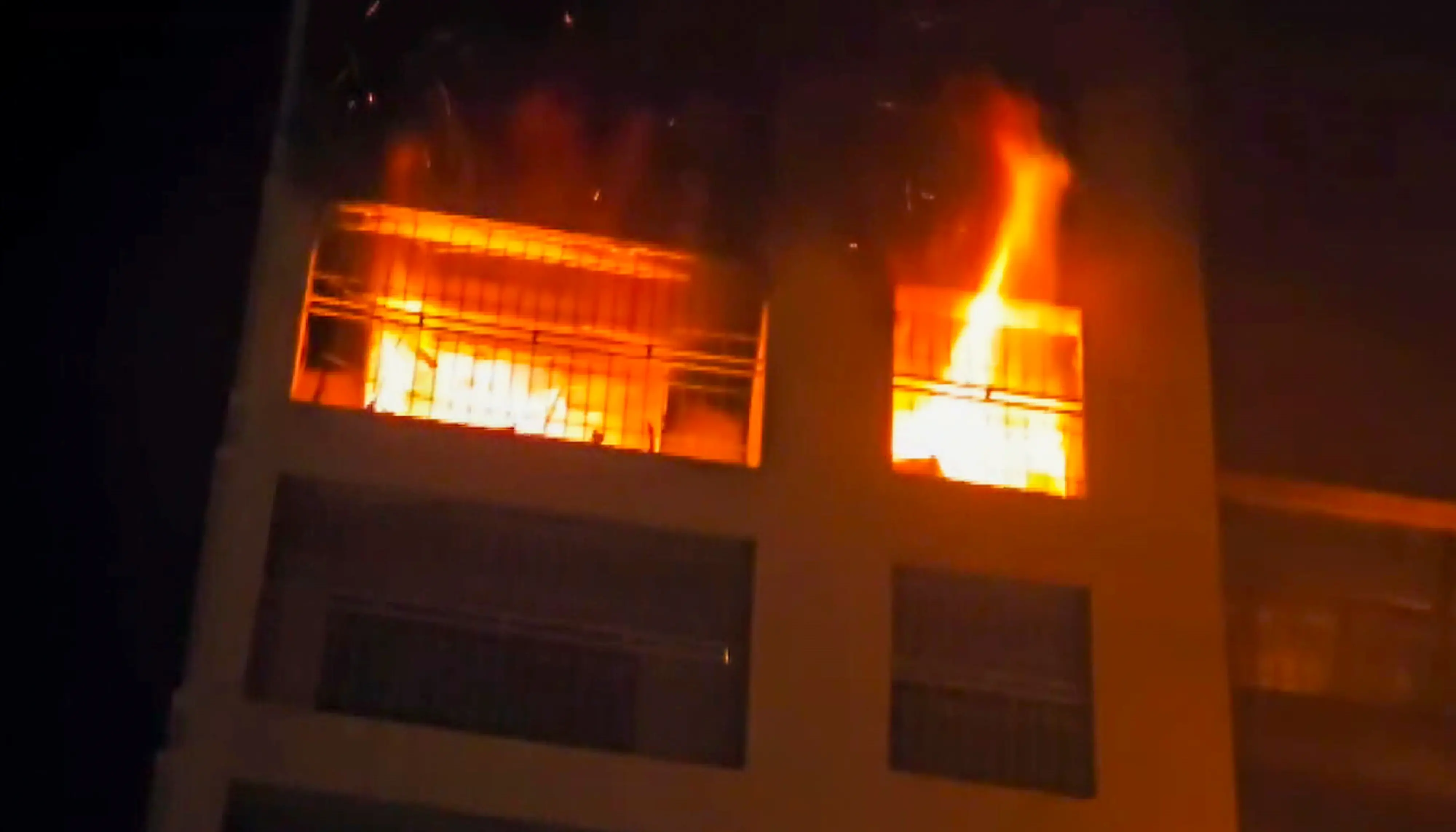 Flames erupt after a massive fire broke out at the Imperial Heritage building in Achole, in Vasai-Virar, Palghar, Maharashtra | Photo: PTI