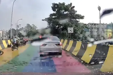 Three bikers skid on rain-soaked Chingrighata flyover; Kolkata's beautification drive faces scrutiny