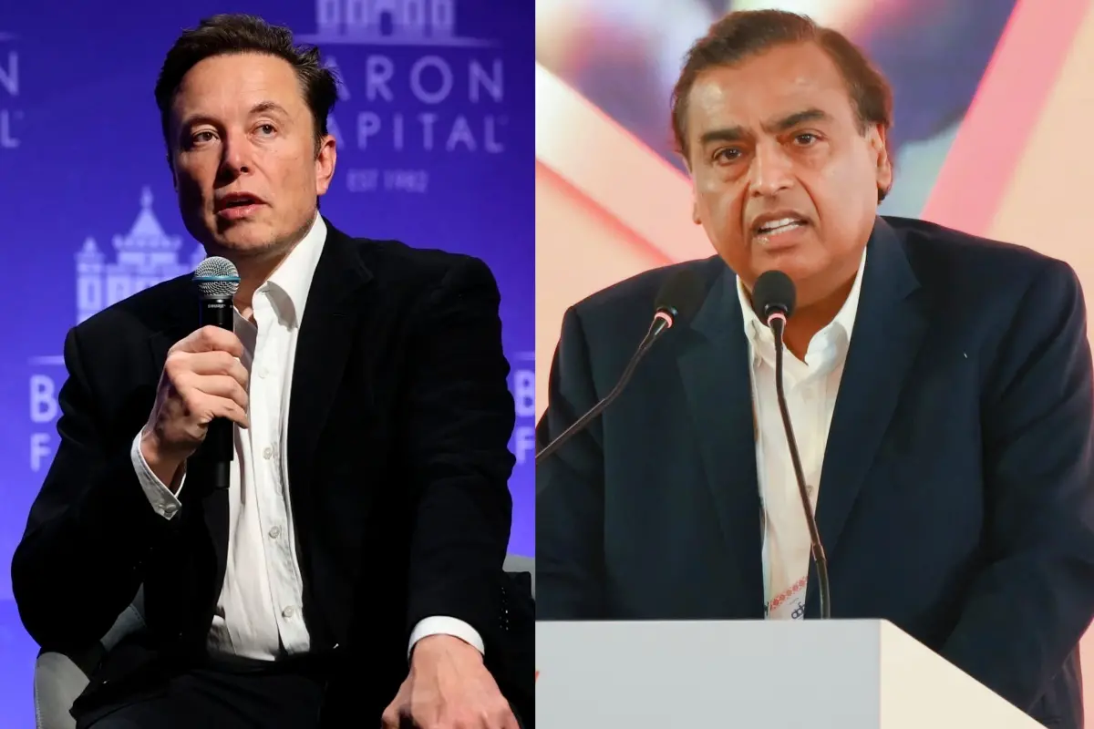 Tesla CEO Elon Musk (left), Reliance Industries Chairman Mukesh Ambani | Photo: PTI