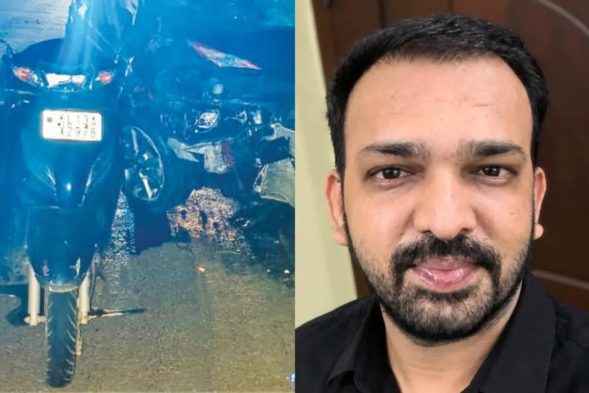 എടക്കാട് അപകടത്തിൽപ്പെട്ട കാറും സ്കൂട്ടറും, ശിവത്തിൽ അനൂപ്