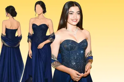 Rashmika Mandanna lights up Diwali in a crystal saree gown