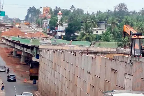 മൈലക്കാട്ട് തൂണുകളിലെ മേൽപ്പാലം നിർമാണം അന്തിമഘട്ടത്തിലേക്ക്