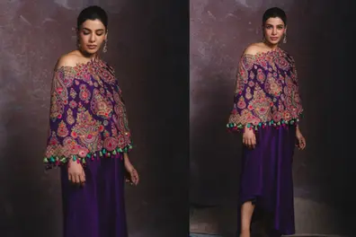 Samantha Ruth Prabhu ditches predictable maternity wear for an embroidered purple cape | Deets here