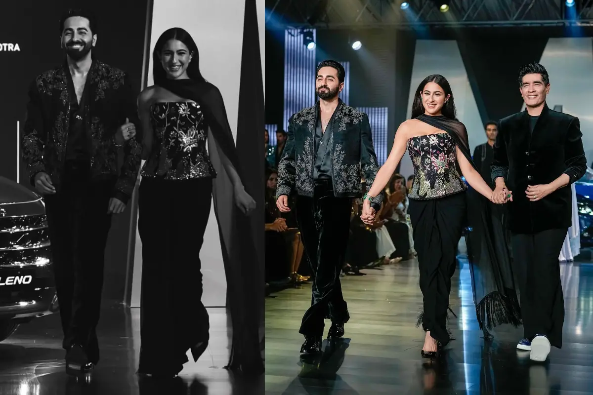 Sara Ali Khan and Ayushmann Khurrana bring contrasting all-black looks to Manish Malhotra's Luxury Pr&ecirc;t 2026 showcase at Lakm&eacute; Fashion Week. Photos | X