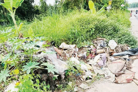 ദേശീയപാതയുടെ സർവീസ് റോഡിൽ മാലിന്യക്കൂമ്പാരം