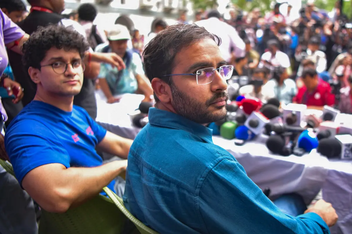 CJP leaders Saurav Das (Left) and Ashutosh Ranka. (ANI Photo/Naveen Sharma)