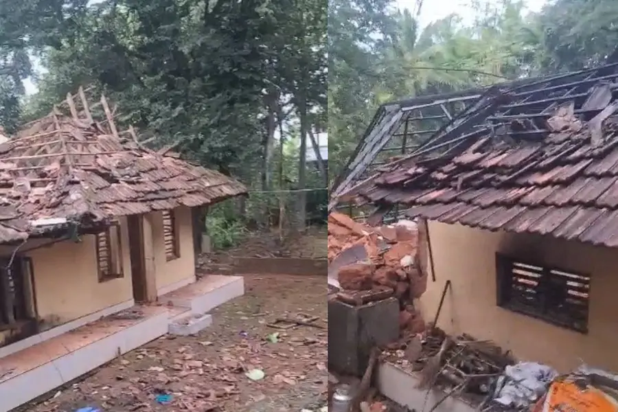 അനധികൃത പടക്കശേഖരം പൊട്ടിത്തെറിച്ച് വീട് തകർന്നു; അമ്മയ്ക്കും മകനും പരിക്ക്