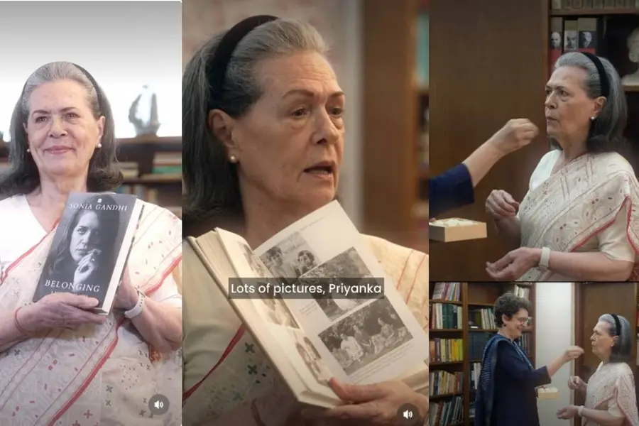 Sonia Gandhi releasing the first look poster of her autobiography Belonging : A journey of Love