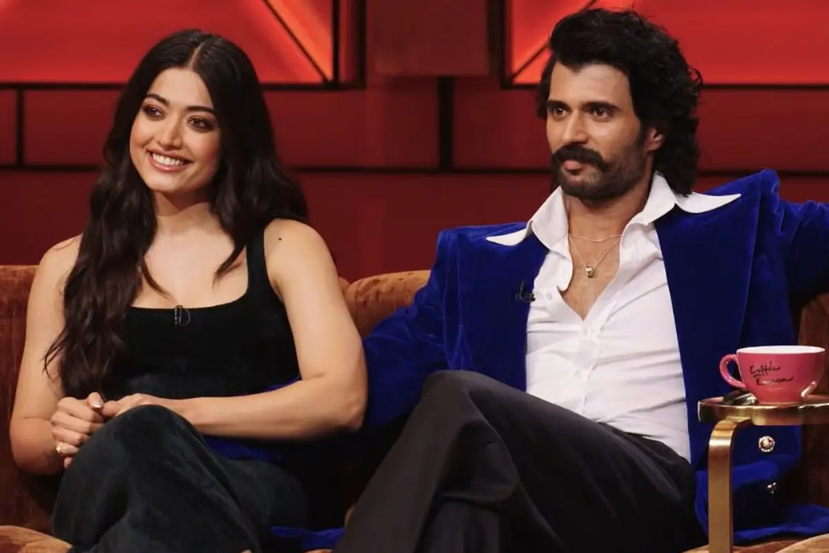 Rashmika Mandanna and Vijay Deverakonda appeared together on 'Koffee With Karan' Season 9. Photo | X