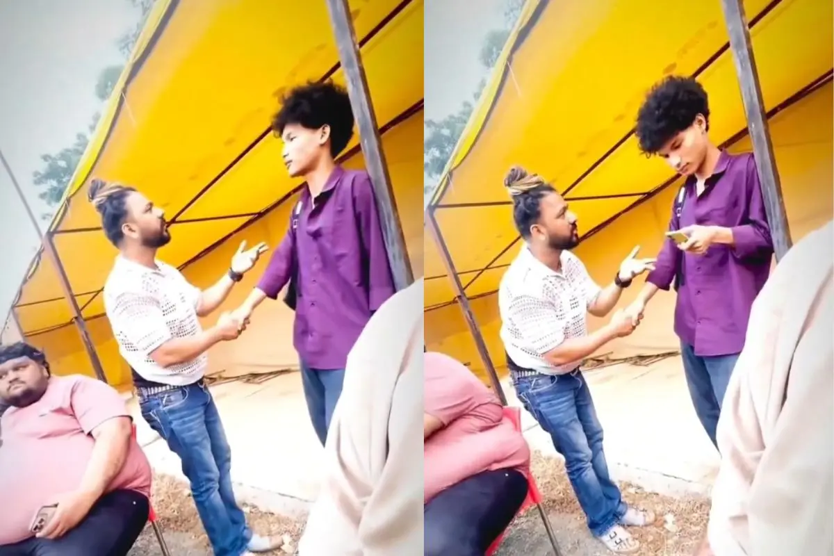Screengrab from the viral video allegedly showing Delhi-based content creator Amir Shokeen making racially derogatory remarks against a youth from Tripura.