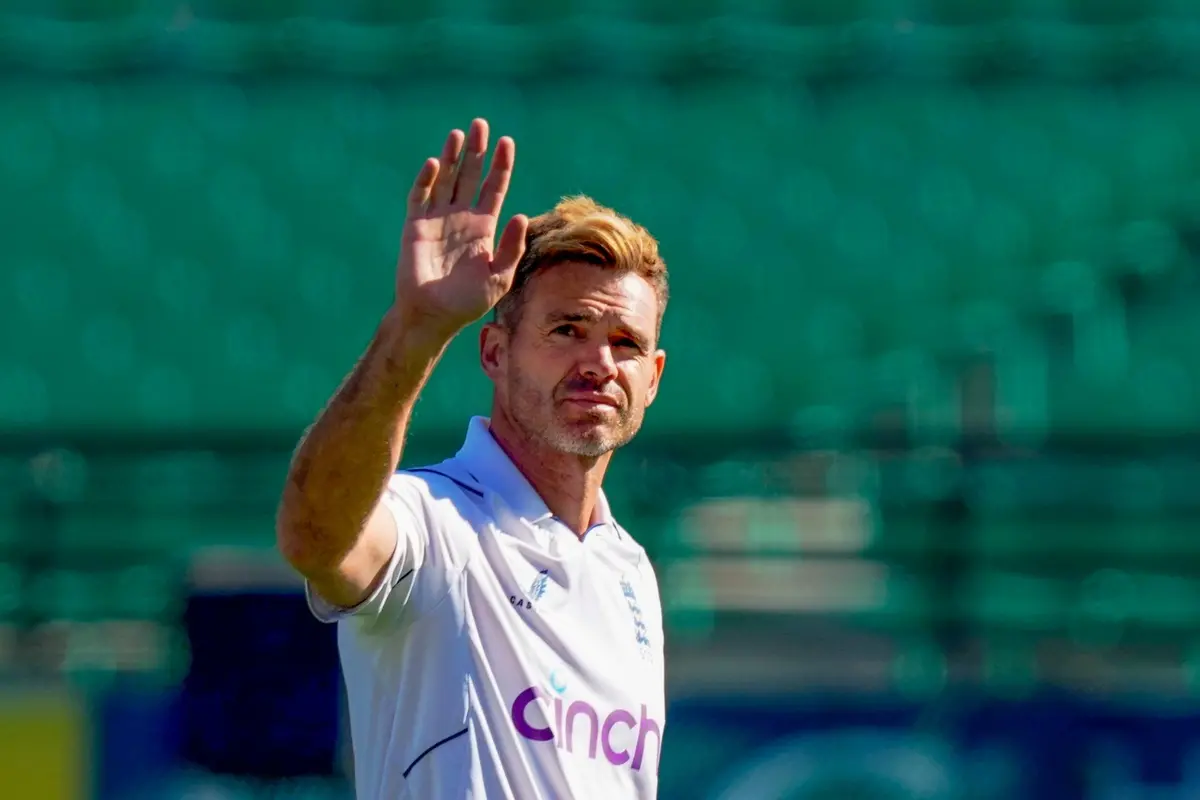 England's James Anderson. (PTI Photo/Shahbaz Khan)