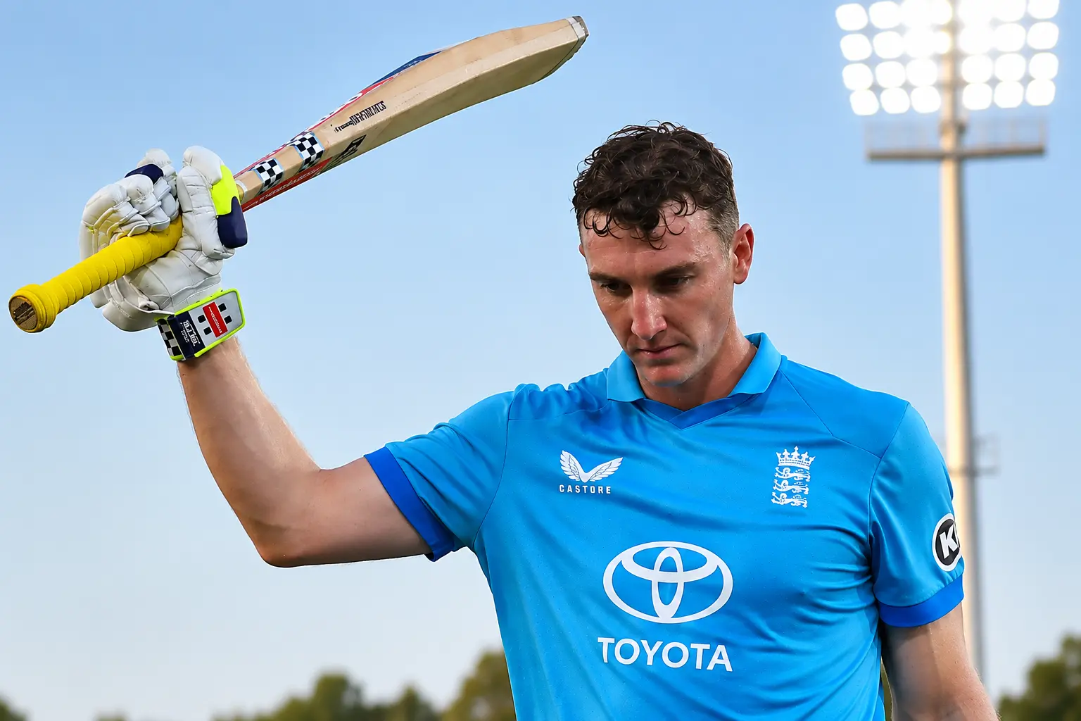 England captain Harry Brook celebrates his record-breaking innings during the ODI against Sri Lanka, where he smashed 202 off 116 balls to register the fastest double century in men's ODI history.