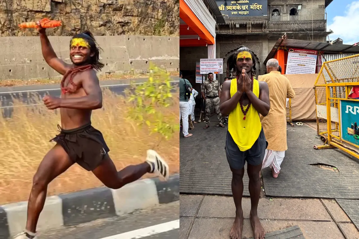 മോനു മെതുര്‍ബല ഓടുന്നു, ത്രയംബകേശ്വർ ജ്യോതിർലിംഗ ക്ഷേത്രത്തിൽ മോനു | Photos: instagram.com/monu_betaurabala